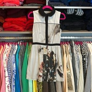 Hunter Dixon white/black abstract print mini dress size 4